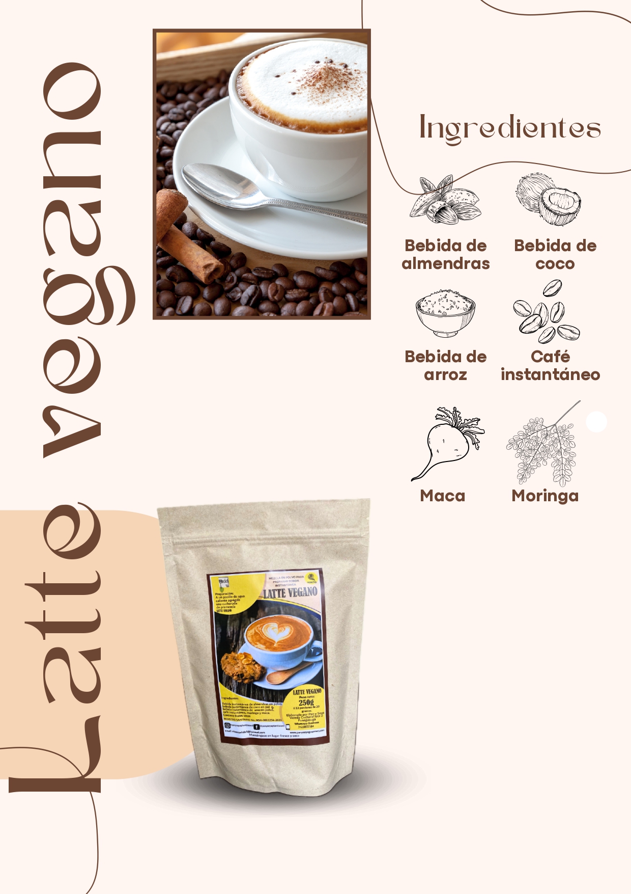 Té de Latte Vegano Natural café ins⚡